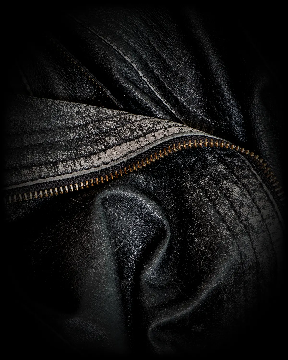 Leather, worn soft